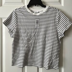 Torrid Love Sick Black and White Striped Crop Tee